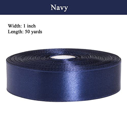 1 Inch Navy Solid Satin Ribbon for Gift Wrapping (150 Foot)