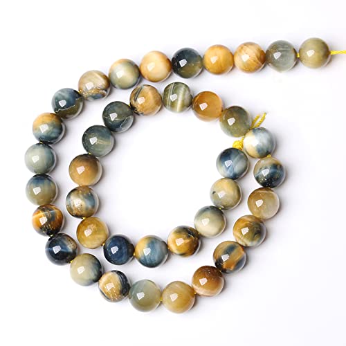 32Pcs 12mm Tiger Eye Beads for Jewelry Making Natural Stone Semi Precious Round Loose Spacer Beads DIY Bracelets Necklace (16 Count)