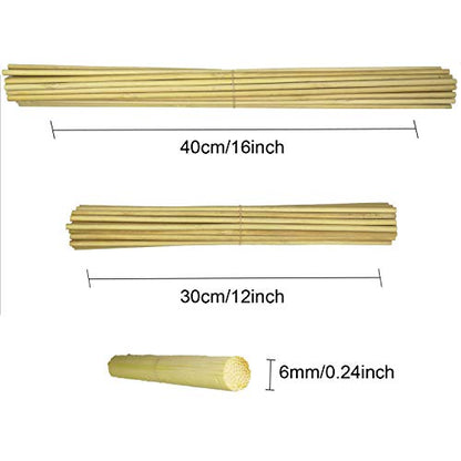 12 Inch Long and 16 Inch Long Natural Blank Round Unfinished Bamboo Dowel Rods Craft Sticks Craft Projects (60 Count)
