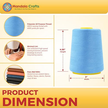40S 2 Light Blue Polyester 4 Pack of Serger Threads Cones (4 Count)