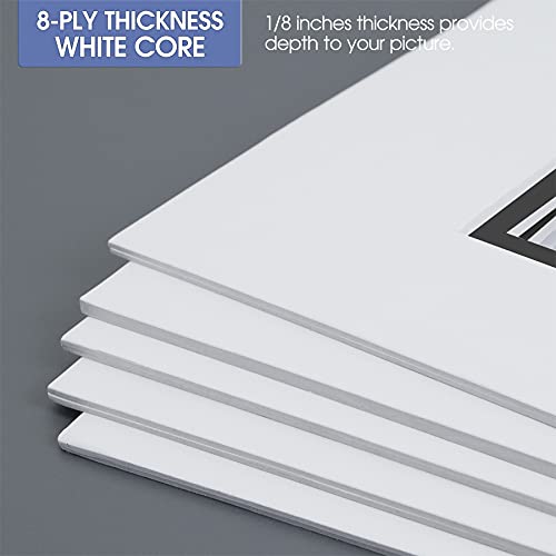 5 Pack Double mat 11x14 for 8x10 Photo White Over Black