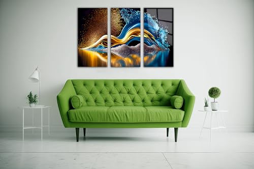 Colorful Abstract Printed Tempered Glass Wall Art Painting for Living Room