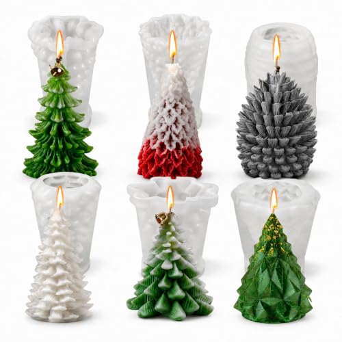6 PCS 3D Christmas Tree Pinecone Silicone Molds