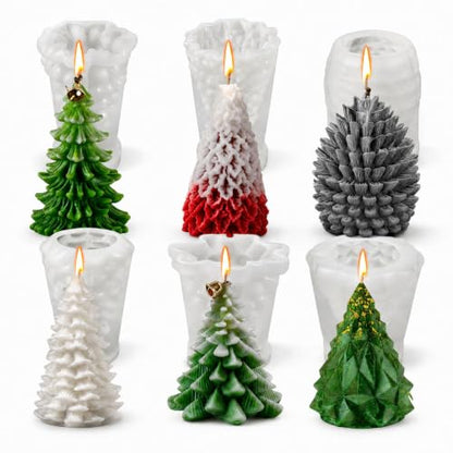 6 PCS 3D Christmas Tree Pinecone Silicone Molds