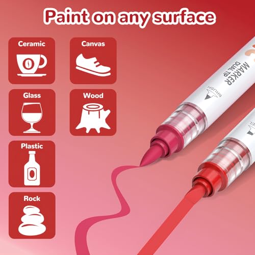 12 Red Dual Tip Acrylic Paint Markers (12 Count)