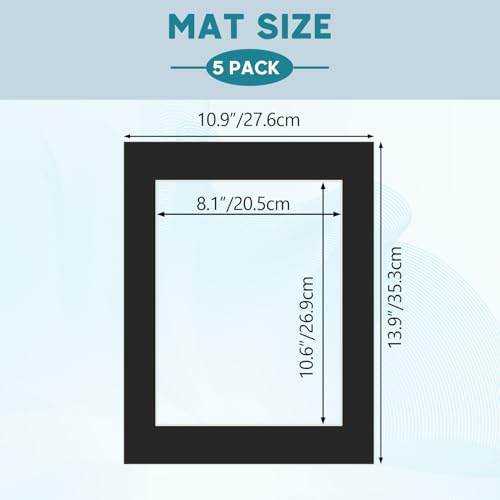 11x14 Black Picture Mats with Core Bevel Cut Frame Mattes for 8.5x11 Pictures