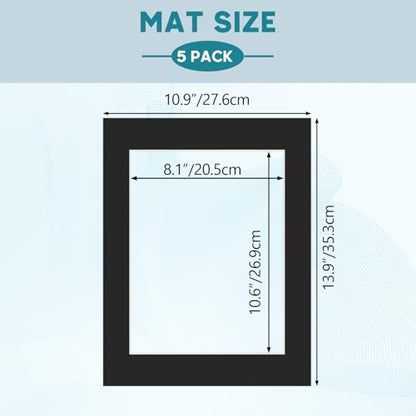 11x14 Black Picture Mats with Core Bevel Cut Frame Mattes for 8.5x11 Pictures