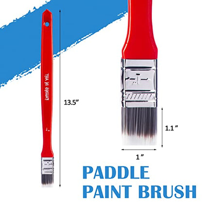 Flat Paddle Paint Brush Set with Long Handle (10 Count)