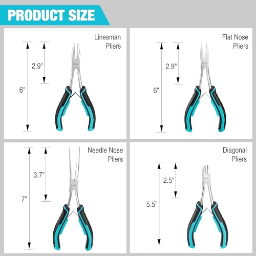 4PCS Long Reach Pliers Set with Pouch (4 Count)