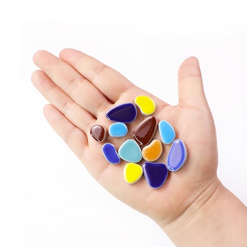 454g (1 LB) Mosaic Ceramic Tiles for Crafts Bulk Mini Pebbles Mosaic Making Supplies, Small Mosaic Tile Broken Tiles for Crafts Kit Adult Mosaics Craft Kits Coffee Mix (OP104) (220 Count)