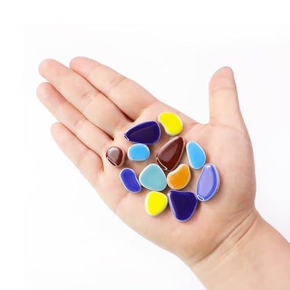 454g (1 LB) Mosaic Ceramic Tiles for Crafts Bulk Mini Pebbles Mosaic Making Supplies, Small Mosaic Tile Broken Tiles for Crafts Kit Adult Mosaics Craft Kits Coffee Mix (OP104) (220 Count)