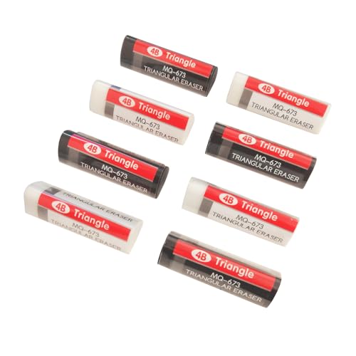 Black White Erasers 8 Pack Pencil Erasers Triangle Erasers for Kids Bulk for Students School Supplies Office Prize Gifts (8 Count)