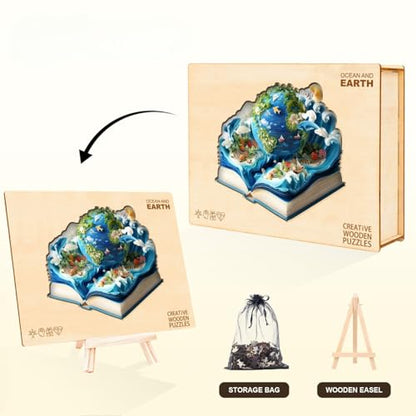 Ocean and Earth Puzzles Adults Gifts Wooden 155 Pieces 11.4 * 10.3in
