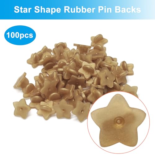 100 Pack Gold Star Shape Rubber Pin Backs (100 Count)