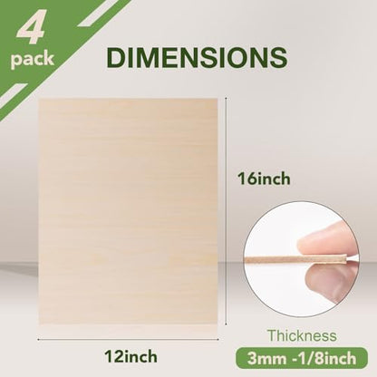 4 Pack Maple Plywood Sheets (4 Count)