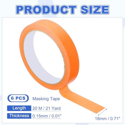 Masking Tape 0.7 Inch x 21 Yard Painter's Tape Orange Paint Tapes for DIY Crafts Arts Drawing Decoration Labeling Car Painting Artist Teachers
