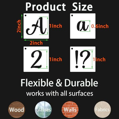 1 Inch Alphabet Letter Stencils for Painting (66 Count)