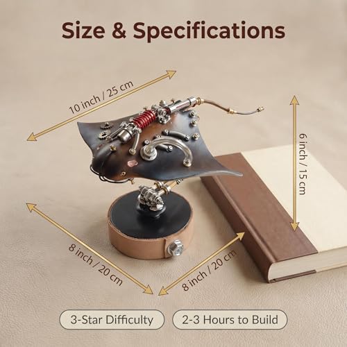 3D Metal Puzzles Model Kits for Adults Steampunk Mechanical Manta Ray 160+ Parts 2
