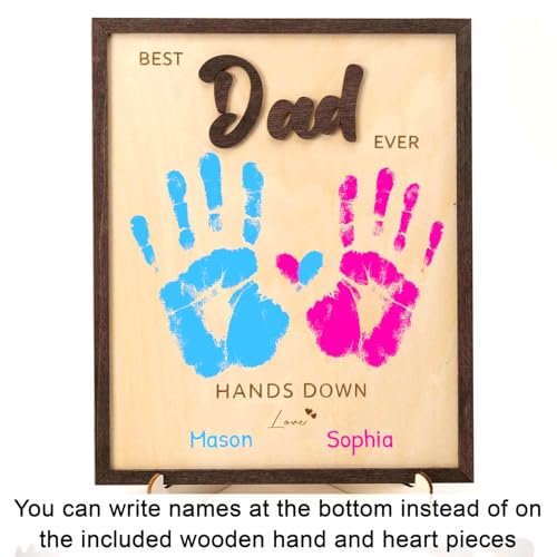 Best Dad Ever Gifts Hands Down Sign Wooden Handprint Frame DIY