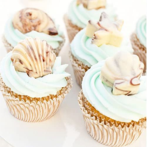 4 PCS Marine Theme Cake Fondant Silicone Mold Seashell Conch Starfish Baking Molds (4 Count)