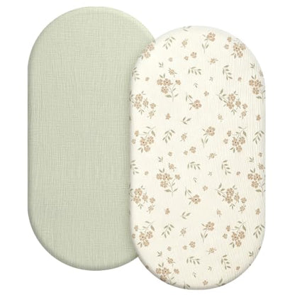 Organic Baby Bassinet Sheets 2 Pack 33”x17” 100% Muslin Cotton for Baby Girl Boy (2 Count)