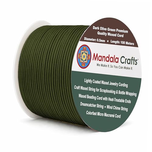 0.5mm Dark Olive Green Waxed Cord