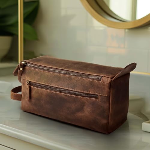 Full Grain Leather Toiletry Bag for Men & Women