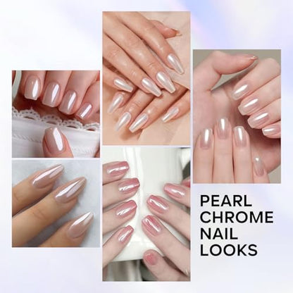 2Pcs White Pearl Chrome Nail Powder