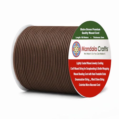 2mm Bistre Brown Waxed Cord (327 Foot)