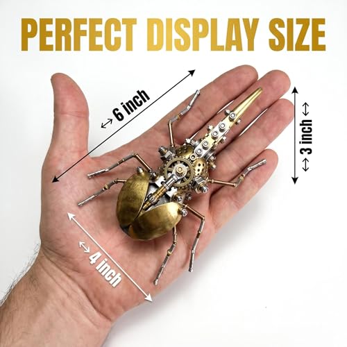Steampunk Mechanical Rhinoceros Beetle Insect 3D Metal Puzzle Model Kits 160+ Parts 2 (100 Count)