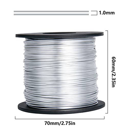 328FT 18 Gauge Bendable Silver Aluminum Craft Wire for Jewelry Making Craft (328 Foot)