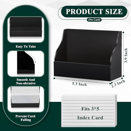 2 Pack Black Index Card Holder 3 X 5 Note Card Organizer Acrylic Index Card Box Flash Card Storage Box Postcard Display Stand Business Card Holder Desktop for Business Office