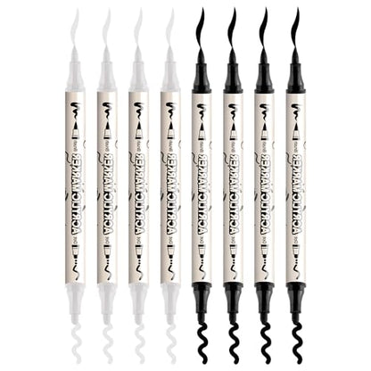 4 Black and 4 White Paint Markers Brush and Bold Dual (8 Count)