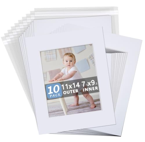 10 Pack White Photo Mat Set 11x14 for 8x10 Photos