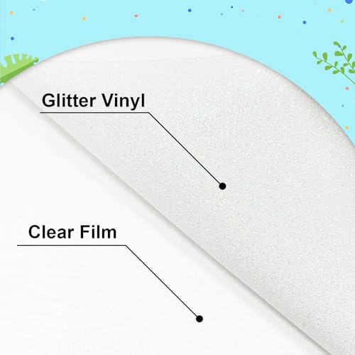 Rainbow White Glitter Heat Transfer Vinyl 12" x6FT