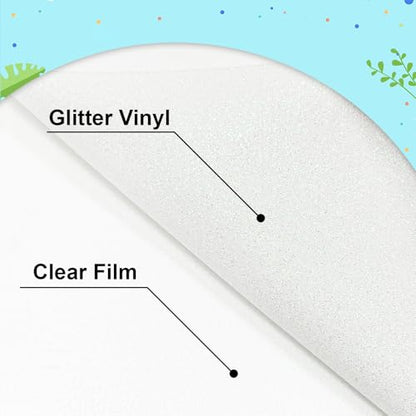 Rainbow White Glitter Heat Transfer Vinyl 12" x6FT
