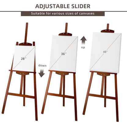 Adjustable Walnut Pine Wooden Painting Easel