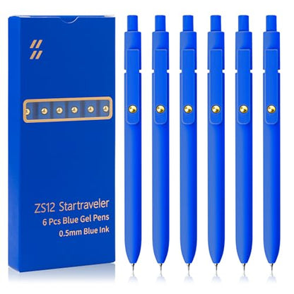 Blue Pens 6 Pcs Blue Ink Pens Fine Point Smooth Writing Pens (6 Count)