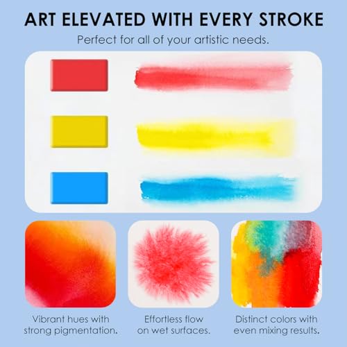 Portable Watercolor Paint Set of 56 Color with Water Brush & Palette