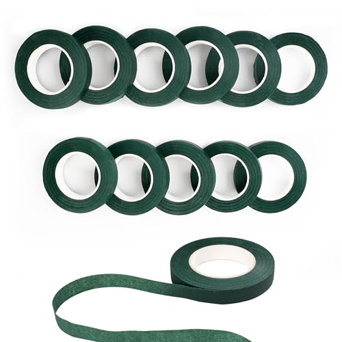 12 Rolls Dark Green Floral Tape Stem Wrap
