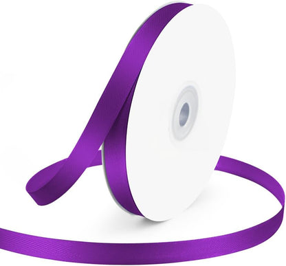 KMER LIFE 3/8" Wide x 50 Yards Purple Single Faced Polyester Satin Ribbon, Purple Satin Ribbon Perfect for Wedding Decor, Wreath, Crafts, Gift Wrapping & Other Projects (Purple) - Crafty Corner