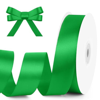 1" x 50 Yards Green Satin Ribbon Crafts Gift Wrapping (150 Foot)