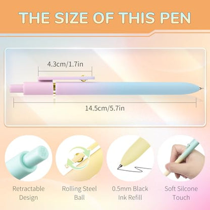 6 Pcs Gel Pens 0.5mm Quick Dry Black Ink Pens Fine Point Smooth Writing Pens (6 Count)