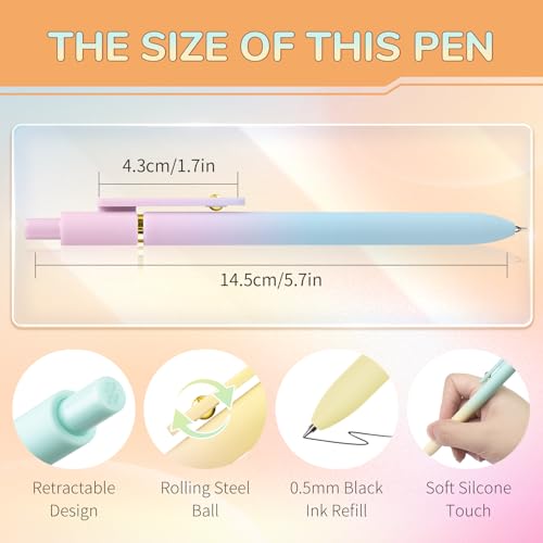 12 Pcs Gel Pens 0.5mm Quick Dry Black Ink Pens Fine Point Smooth Writing Pens (12 Count)
