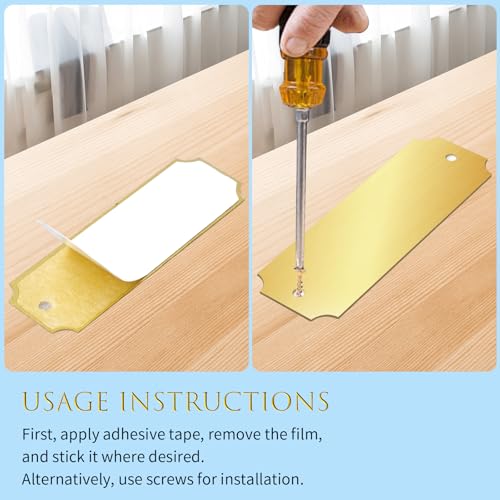 40 Pcs Name Plates Laser Engraved Solid Brushed Metal Plate with 100 pcs Screws Tag Frame Name Custom Name Personalized Plaque Blank Label with Screws and Adhesive Backing for DIY (140 Count)