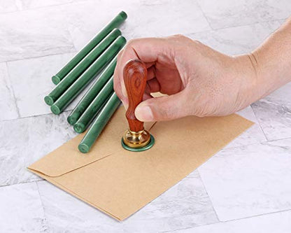 15Pcs Metallic Green Glue Gun Sealing Wax Sticks for Wax Seal Stamp (15 Count)