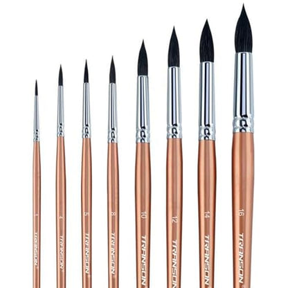 8pcs Round Watercolor Paint Brush Set Goat Hair for Watercolors