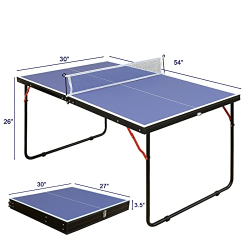4.5FT/8FT/9FT Mid-Size Table Tennis Table (Blue, 4.5FT)