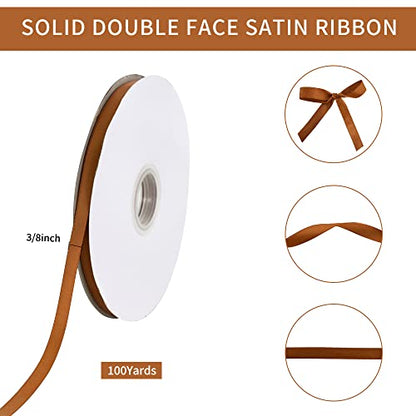 100yds 3 8 Inch Copper Satin Ribbon for Craft Gifts Wrapping (300 Foot)