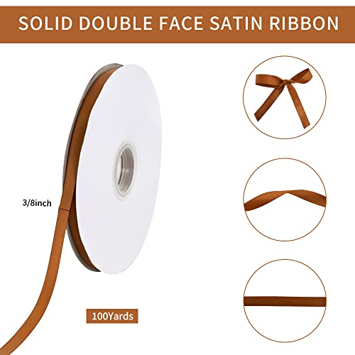 100yds 3 8 Inch Copper Satin Ribbon for Craft Gifts Wrapping (300 Foot)